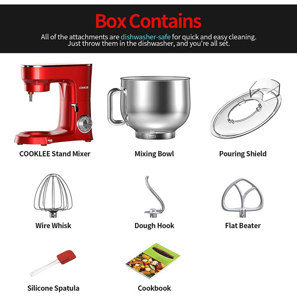 COOKLEE 10 Speed 9.5 Quarts Qt. Tilt Head Stand Mixer Wayfair